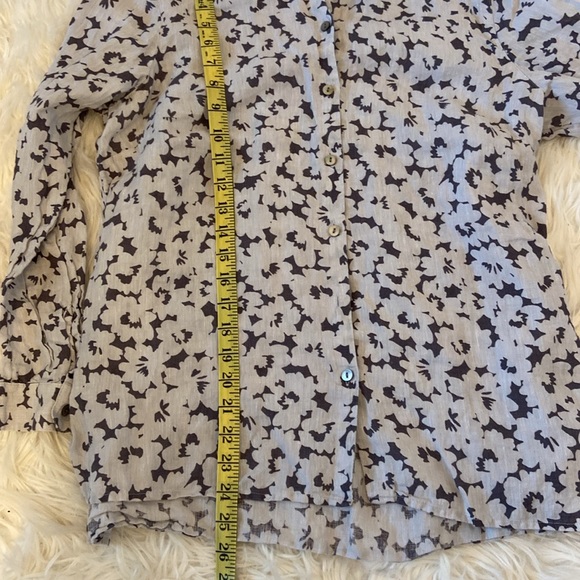 J JILL Love Linen Essential Shirt Size Medium Long Sleeve Button Up Gray - Picture 7 of 7